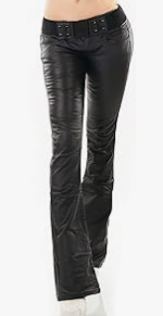 Women’s Bootcut Faux Leather Wet-Look Trousers – Ultra-Low Waist, Flared & Irresistible