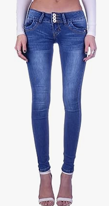 Women's Straight Cut Hip Jeans – Low Waist Blue