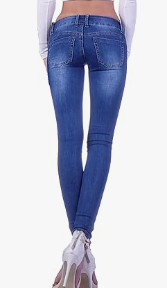 Women's Straight Cut Hip Jeans – Low Waist Blue