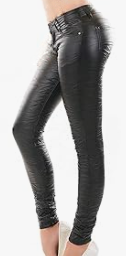 Women’s Bootcut Faux Leather Wet-Look Trousers – Ultra-Low Waist, Flared & Irresistible