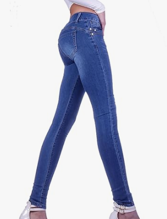 Women's Straight Cut Hip Jeans – Low Waist Blue